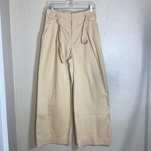Abercrombie wide leg khaki trousers with belt